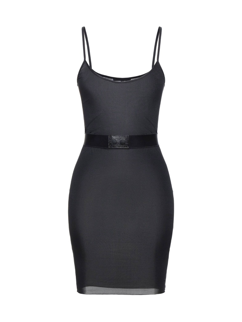PATRIZIA PEPE Black Stretch Spaghetti-Strap Slip Dress